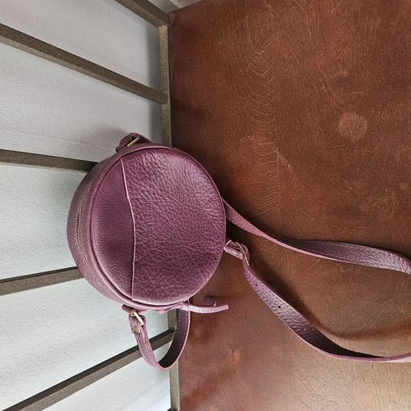 Portland Leather Round Crossbody Bag in Purple - Picture 3 of 6
